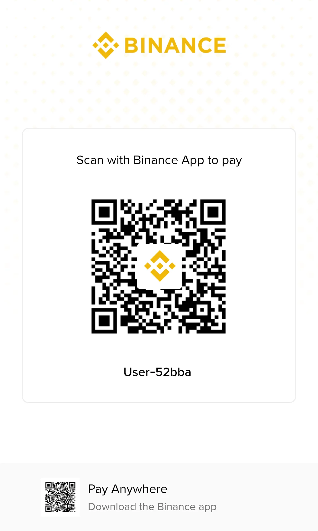 Binance payment QR code